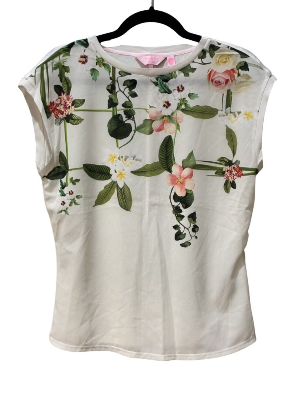 Ted Baker London Secret Trellis Green Floral Japanese Garden Print Euro Top S - Picture 3 of 6